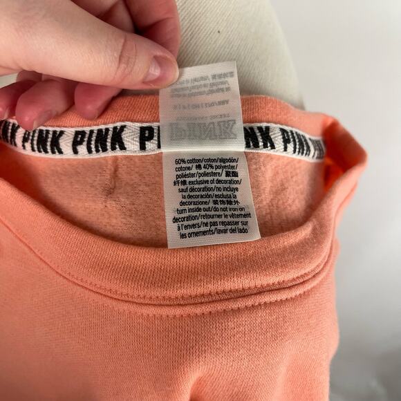 PINK | Peach Relaxed Fit Cotton Blend Comfy Sweatshirt | Women's Small - Picture 9 of 10